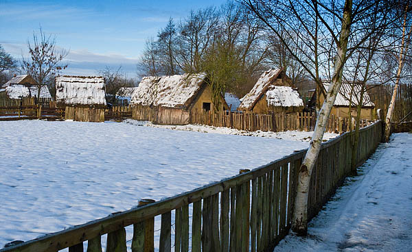 Danelaw Viking Village in snow -  2017 - Gary Waidson - Ravenlore